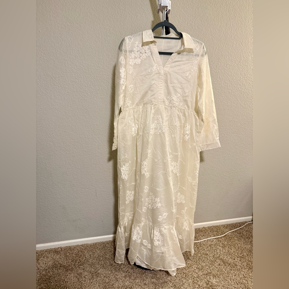 100% Cotton Elegant White Lace Dress